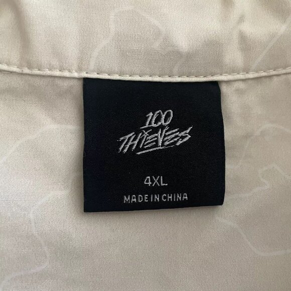 100 Thieves Ivory Cream White Abstract Printed Button Up Shirt - Picture 8 of 8